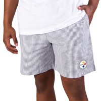Pittsburgh Steelers Concepts Sport Gray/White Tradition Woven Jam Shorts