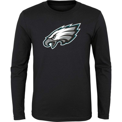 Подростковая Philadelphia Eagles Black Primary Logo Long Sleeve T-Shirt