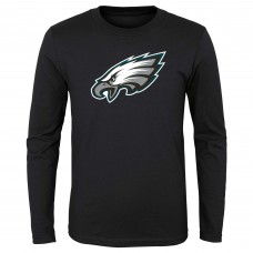 Дошкольникам Philadelphia Eagles Black Primary Logo Long Sleeve T-Shirt