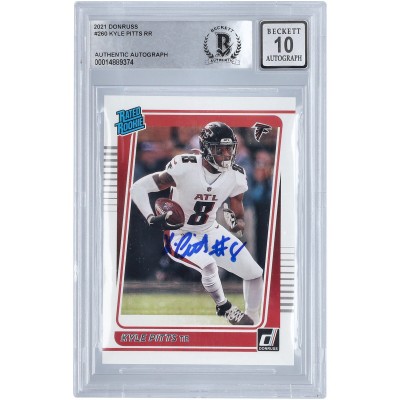 Autographed Atlanta Falcons Kyle Pitts 2021 Panini Donruss #260 BAS Authenticated 10 Rookie Card