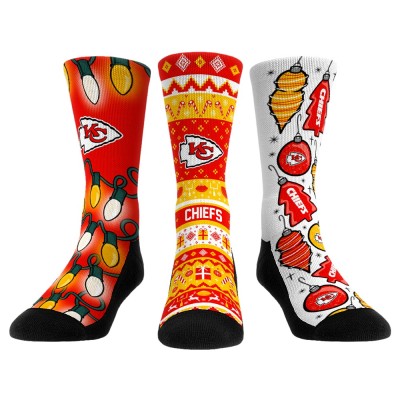 Kansas City Chiefs Rock Em Socks Unisex Holiday 3-Pack Crew Socks