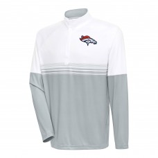 Кофта с длинным рукавом на короткой молнии Denver Broncos Antigua Bender- White/Gray