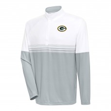 Кофта с длинным рукавом на короткой молнии Green Bay Packers Antigua Bender- White/Gray