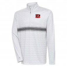 Кофта с длинным рукавом на короткой молнии Cincinnati Bengals Antigua Bullseye- Heather Gray/Black