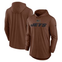 Лонгслив с капюшоном New York Jets Nike 2023 Salute To Service Lightweight - Brown