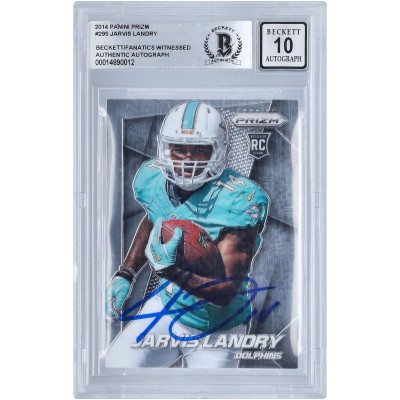 Autographed Miami Dolphins Jarvis Landry 2014 Panini Prizm #295 Beckett Fanatics Witnessed Authenticated 10 Rookie Card