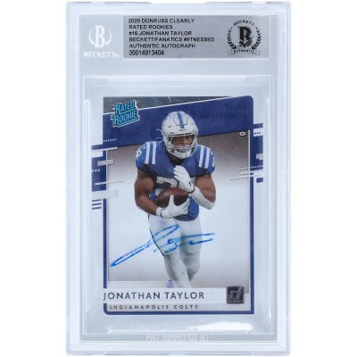 Autographed Indianapolis Colts Jonathan Taylor 2020 Panini Chronicles Donruss Clearly Rated Rookie #RR-JT Beckett Fanatics Witnessed Authenticated Rookie Card
