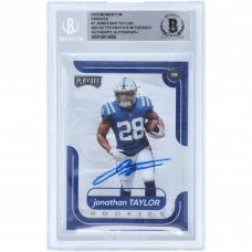 Autographed Indianapolis Colts Jonathan Taylor 2020 Panini Chronicles Playoff Momentum Red #M-7 #46/199 Beckett Fanatics Witnessed Authenticated Rookie Card