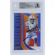 Jonathan Taylor Indianapolis Colts Autographed 2020 Panini Playoff Rookie Wave Blue Prizm #RW-16 Beckett Fanatics Witnessed Authenticated Rookie Card
