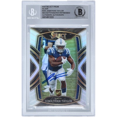 Autographed Indianapolis Colts Jonathan Taylor 2020 Panini Select Club Level Silver Prizm #253 Beckett Fanatics Witnessed Authenticated Rookie Card