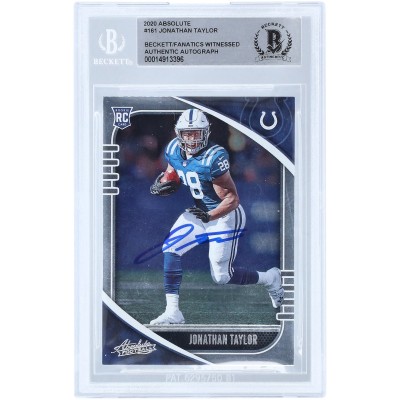 Autographed Indianapolis Colts Jonathan Taylor 2020 Panini Absolute #161 Beckett Fanatics Witnessed Authenticated Rookie Card