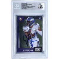 Autographed Minnesota Vikings Justin Jefferson 2020 Panini Score #449 Beckett Fanatics Witnessed Authenticated Rookie Card