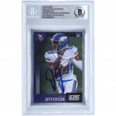 Autographed Minnesota Vikings Justin Jefferson 2020 Panini Score #449 Beckett Fanatics Witnessed Authenticated Rookie Card