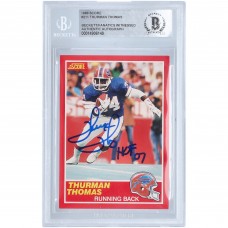 Autographed Buffalo Bills Thurman Thomas 1989 Score #211 Beckett Fanatics Witnessed Authenticated Rookie Card with HOF 07 Inscription