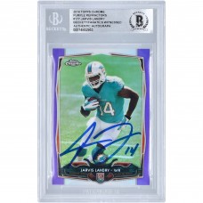 Autographed Miami Dolphins Jarvis Landry 2014 Topps Chrome Purple Refractor #177 Beckett Fanatics Witnessed Authenticated Rookie Card