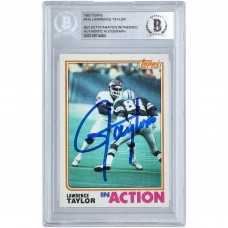 Autographed New York Giants Lawrence Taylor 1982 Topps In Action #435 Beckett Fanatics Witnessed Authenticated Rookie Card