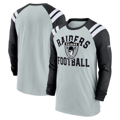 Футболка с длинным рукавом Las Vegas Raiders Nike Classic Arc Raglan Tri-Blend - Silver/Black