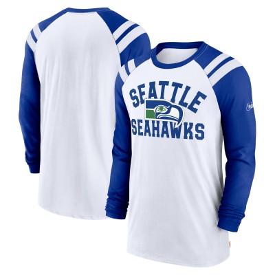 Футболка с длинным рукавом Seattle Seahawks Nike Classic Arc Raglan Tri-Blend - White/Royal