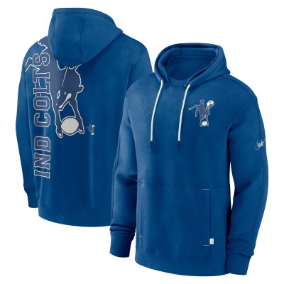 Indianapolis Colts Nike Royal Throwback Layered Logo Statement Pullover Hoodie