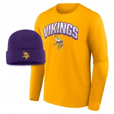 Футболка с длинным рукавом и шапка Minnesota Vikings - Gold/Purple