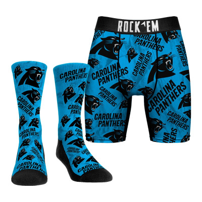Носки Carolina Panthers Rock Em All-Over Logo Underwear and Crew Combo Pack
