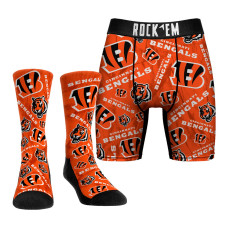 Носки Cincinnati Bengals Rock Em All-Over Logo Underwear and Crew Combo Pack