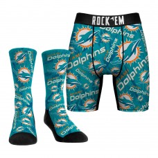 Набор трусы и носки Miami Dolphins Rock Em Socks All-Over Logo