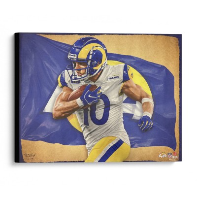 Cooper Kupp Los Angeles Rams Stretched 20 x 24 Canvas Giclee Print - Designed and Signed by Artist Brian Konnick - Limited Edition of 25