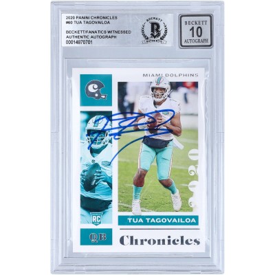 Autographed Miami Dolphins Tua Tagovailoa 2020 Panini Chronicles #60 Beckett Fanatics Witnessed Authenticated 10 Rookie Card