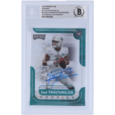 Autographed Miami Dolphins Tua Tagovailoa 2020 Panini Momentum #M-2 Beckett Fanatics Witnessed Authenticated Rookie Card