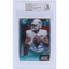 Autographed Miami Dolphins Tua Tagovailoa 2020 Panini Score #442 Beckett Fanatics Witnessed Authenticated Rookie Card