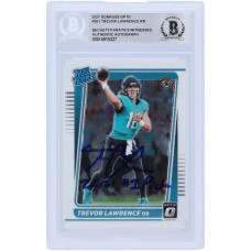 Autographed Jacksonville Jaguars Trevor Lawrence 2021 Panini Donruss Optic Rated Rookie #201 Beckett Fanatics Witnessed Authenticated Rookie Card with 2021 #1 Pick Inscription