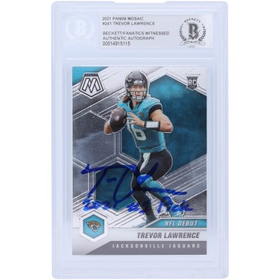 Autographed Jacksonville Jaguars Trevor Lawrence 2021 Panini Mosaic NFL Debut #241 Beckett Fanatics Witnessed Authenticated Rookie Card with 2021 #1 Pick Inscription
