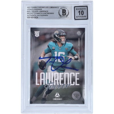 Autographed Jacksonville Jaguars Trevor Lawrence 2021 Panini Chronicles Luminance #201 Beckett Fanatics Witnessed Authenticated 10 Rookie Card