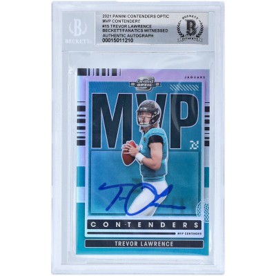 Autographed Jacksonville Jaguars Trevor Lawrence 2021 Panini MVP Contenders Optic #MVP-TLA Beckett Fanatics Witnessed Authenticated 10 Rookie Card