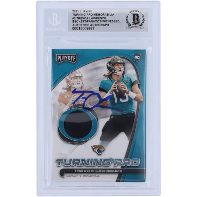 Autographed Jacksonville Jaguars Trevor Lawrence 2021 Panini Playoff Turning Pro Relic #TP-TLR Beckett Fanatics Witnessed Authenticated Rookie 10 Card
