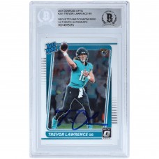 Autographed Jacksonville Jaguars Trevor Lawrence 2021 Panini Donruss Optic Rated Rookie #201 Beckett Fanatics Witnessed Authenticated Rookie Card