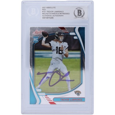 Autographed Jacksonville Jaguars Trevor Lawrence 2021 Panini Absolute Red #101 Beckett Fanatics Witnessed Authenticated Rookie Card
