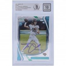 Autographed Jacksonville Jaguars Trevor Lawrence 2021 Panini Absolute Green #101 Beckett Fanatics Witnessed Authenticated 10 Rookie Card