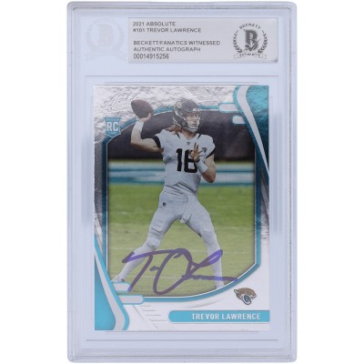 Autographed Jacksonville Jaguars Trevor Lawrence 2021 Panini Absolute #101 Beckett Fanatics Witnessed Authenticated Rookie Card