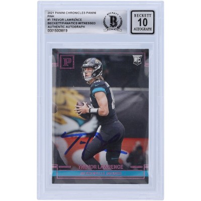 Autographed Jacksonville Jaguars Trevor Lawrence 2021 Panini Chronicles Pink #PA-1 Beckett Fanatics Witnessed Authenticated 10 Rookie Card