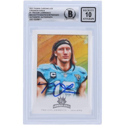 Autographed Jacksonville Jaguars Trevor Lawrence 2021 Panini Chronicles Gridiron Kings #GK-1 Beckett Fanatics Witnessed Authenticated 10 Rookie Card