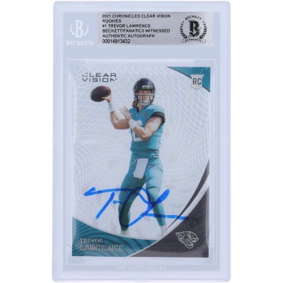 Autographed Jacksonville Jaguars Trevor Lawrence 2021 Panini Chronicles Clear Vision #CVR-1 Beckett Fanatics Witnessed Authenticated Rookie Card