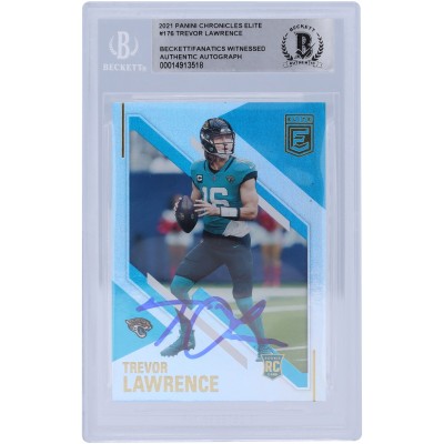 Autographed Jacksonville Jaguars Trevor Lawrence 2021 Panini Chronicles Elite #176 Beckett Fanatics Witnessed Authenticated Rookie Card