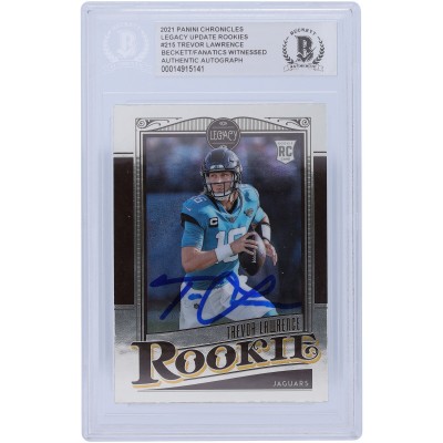 Autographed Jacksonville Jaguars Trevor Lawrence 2021 Panini Chronicles Legacy #215 Beckett Fanatics Witnessed Authenticated Rookie Card