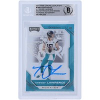Autographed Jacksonville Jaguars Trevor Lawrence 2021 Panini Chronicles Playoff Momentum #PMR-1 Beckett Fanatics Witnessed Authenticated Rookie Card