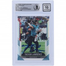 Autographed Jacksonville Jaguars Trevor Lawrence 2021 Panini Chronicles Score Update Silver #401 Beckett Fanatics Witnessed Authenticated 10 Rookie Card