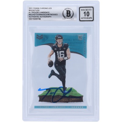 Autographed Jacksonville Jaguars Trevor Lawrence 2021 Panini Chronicles Magnitude #MAG-1 Beckett Fanatics Witnessed Authenticated 10 Rookie Card