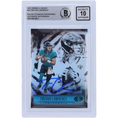 Autographed Jacksonville Jaguars Trevor Lawrence 2021 Panini Illusions #59 Beckett Fanatics Witnessed Authenticated 10 Rookie Card