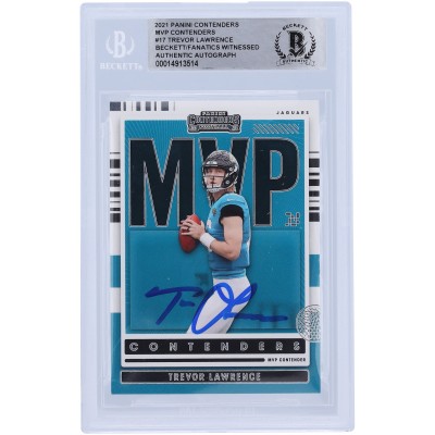 Autographed Jacksonville Jaguars Trevor Lawrence 2021 Panini MVP Contenders #MVP-TLA Beckett Fanatics Witnessed Authenticated Rookie Card